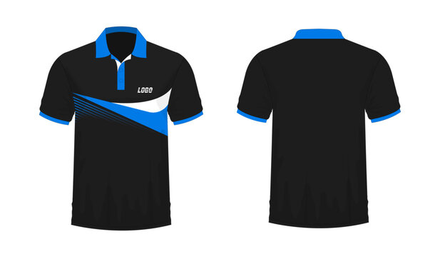 T-shirt Polo Blue And Black Template For Design On White Background. Vector Illustration Eps 10.