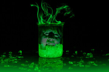 Green phosphorous rocks with face integrated in it. 