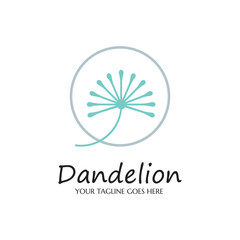 dandelion flower logo with template vector illustration