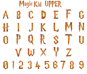 Fototapeta premium Magic Kid 3D alphabet on transparent background