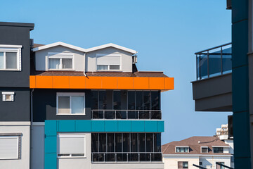 Modern residential building on a sunny day.