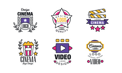 Cinematography and Motion Picture Logo Design for Filmmaking and Cinema Industry Vector Set