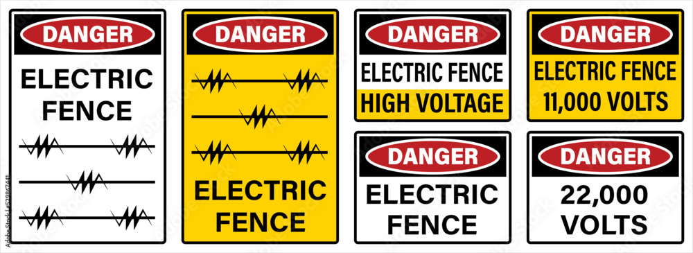 Wall mural Danger Electric Fence Sign M_2209001