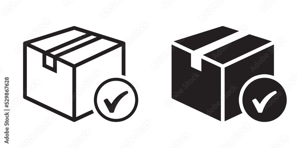 Poster ofvs123 outlinefilledvectorsign ofvs - closed cardboard box vector icon . package delivery with chec
