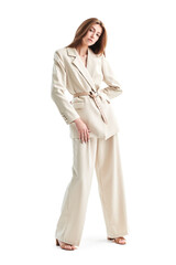 fashion model in pantsuit