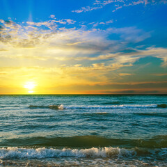 Fototapeta premium Beautiful sun set over the beach .