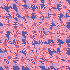 Daisy flower pattern on tessellation background