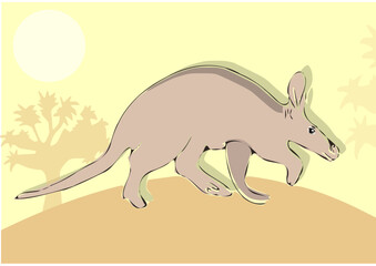 oryctérope marchant, série les animaux