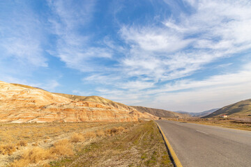 Garnet mountains of Khizi. Azerbaijan.