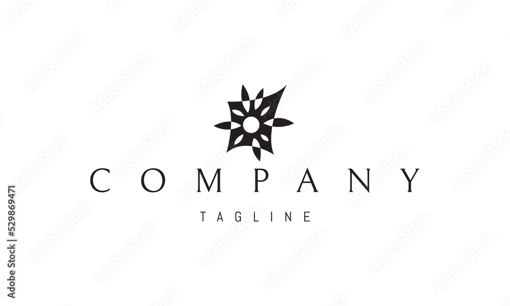 Wall mural vector logo on which an abstract image of the sun in a rectangle.