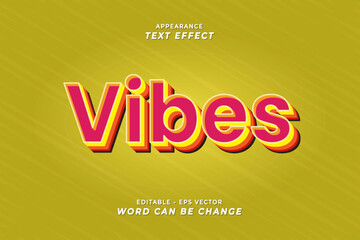 Editable Text Effects - Vibes Words with 3D Font Style