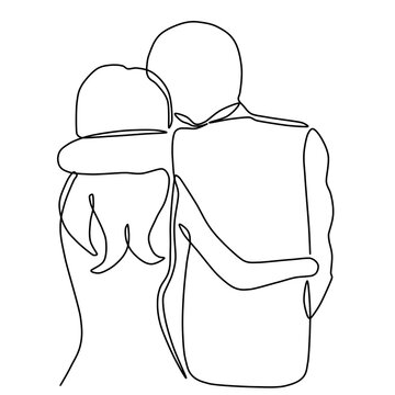 Continuous line drawing of romantic couple hug. Single one line art of  young happy couple embracing 5426833 Vector Art at Vecteezy