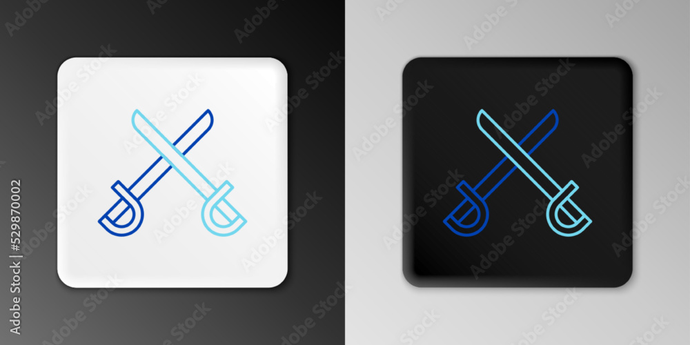 Wall mural Line Crossed pirate swords icon isolated on grey background. Sabre sign. Colorful outline concept. Vector