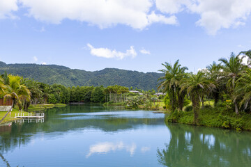 Naklejka na ściany i meble Beautiful lake and the sky in Hualien County of Taiwan