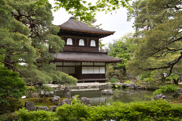 A view of the Silver Pavilion inside Ginkaku-Ji Temple.  Kyoto Japan
