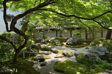 The Zen garden inside Eikan-Do temple.   Kyoto Japan
