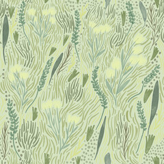 seamless pattern with plants and grass