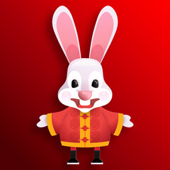Happy chinese new year 2023 year of the rabbit zodiac sign with cartoon character (Translation : Happy new year)