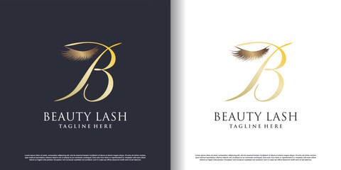 eyelash beauty logo with letter b style premium vector