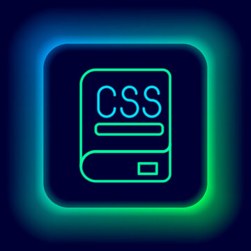 Glowing neon line Books about programming icon isolated on black background. Programming language concept. PHP, CSS, XML, HTML, Javascript learning. Colorful outline concept. Vector