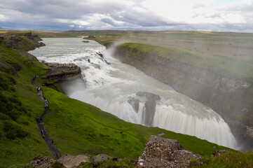 Gullfoss (Golden Falls), a stunning waterfall in the canyon of the Hvítá river in southwest Iceland.