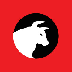 Circle white bull animal logo 