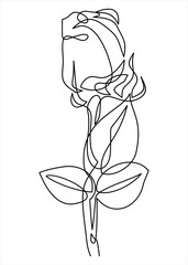 One line rose design. Hand drawn minimalism style