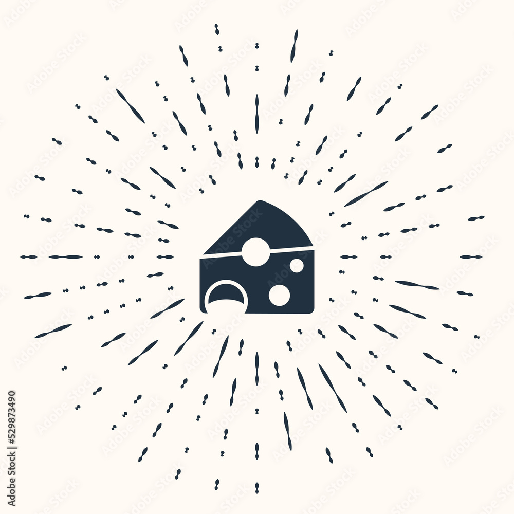 Poster grey cheese icon isolated on beige background. abstract circle random dots. vector