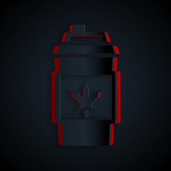 Paper cut Coffee cup to go icon isolated on black background. Paper art style. Vector