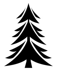 Fototapeta premium Christmas tree black and white illustration. Christmas tree PNG, with black and white background.