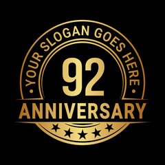 92 years anniversary logo design template. Vector illustration