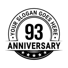 93 years anniversary logo design template. Vector illustration