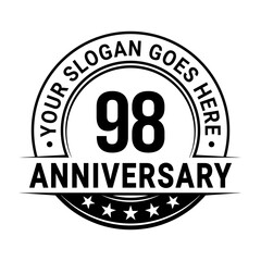 98 years anniversary logo design template. Vector illustration
