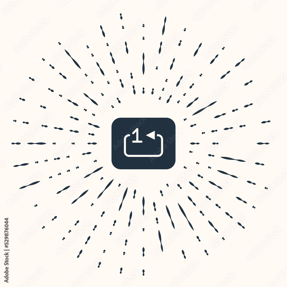 Poster grey repeat track music player icon isolated on beige background. the sign is a round curved arrow a