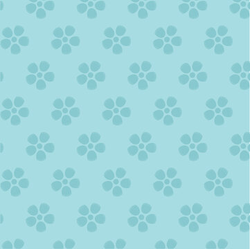 Blue Cherry Blossom Pattern Background Isolated From The Background.