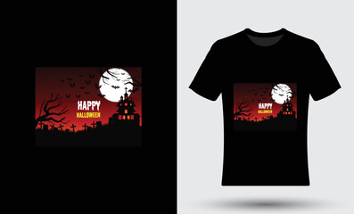 Modern trendy happy halloween t shirt design template easy to print all purpose.