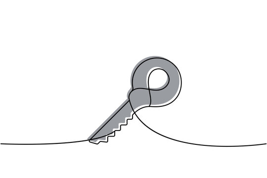 recommend clip art: Key one line colored continuous drawing. Home key continuous one line colorful illustration. Vector minimalist linear illustration