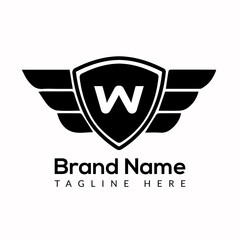 Wing Logo On Letter W Template. Wing On W Letter, Initial Wing Sign Concept Template