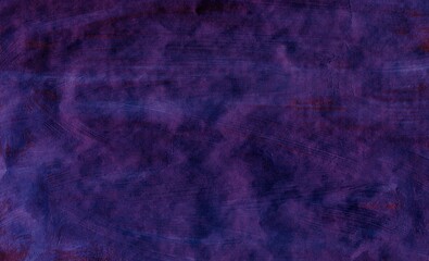 The painted leaf is purple with a gouache brush. Hand-drawn gouache purple abstract background. Texture of brush strokes.
