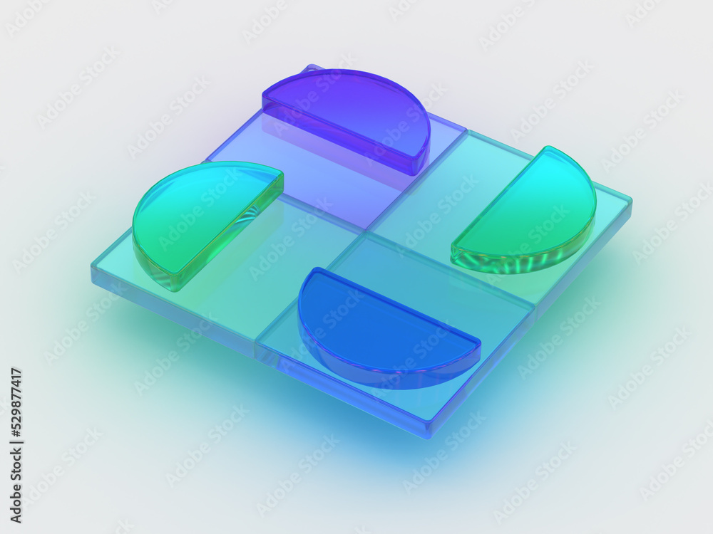Aufkleber 3d rendered illustration of transparent objects. composition with glass elements. visualization for 