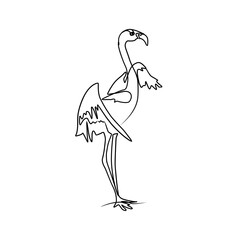 Flamingo vector illustration in line art style