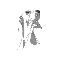 Vector illustration of a dog in line art style