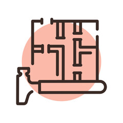 Erection partitions at home line icon. Building construction