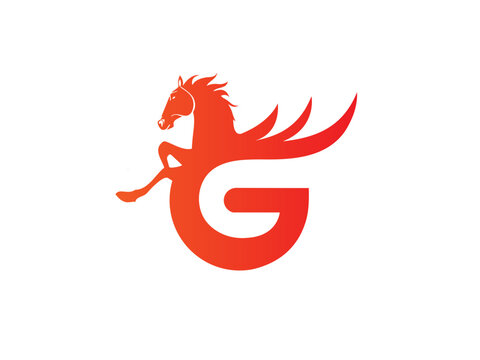 Horse G letter logo design. Horse G. G logo. Horse logo