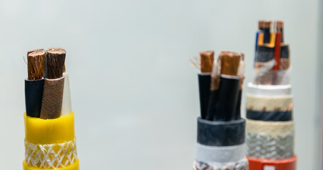 Set different copper wires on abstract background