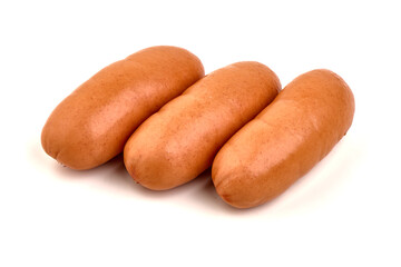 Boiled pork sausages, Isolated on white background.