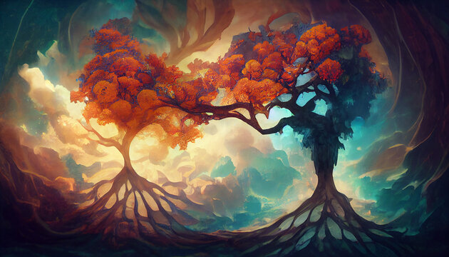 Digital art of the Tree of Life.