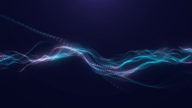 Abstract background with dynamic wave. Sound wave visualization. Big data visualization. 4k animation. 3d rendering.