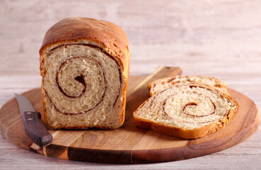 Cinnamon swirl bread, sliced