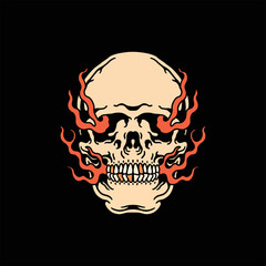 burned skull tattoo vector design